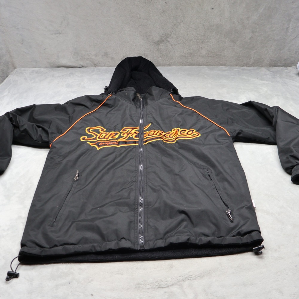Gogo Sports Jacket Mens XS Black Fleece Lined Embroidered Outerwear Windbreaker